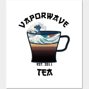 Vaporwave Aesthetic Great Wave Off Kanagawa Cafe Coffee Tea T-Shirt Posters and Art